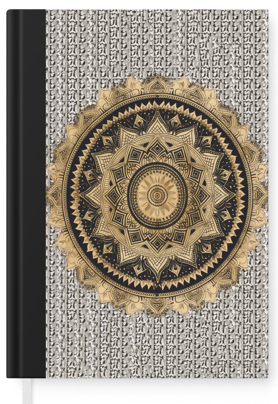 Bohème, Haushaltsbuch Luxus Tagebuch, Seiten, Notizheft, - A5, Notizbuch Mandala - Merkzettel, - Journal, MuchoWow 98 Blume - Gold