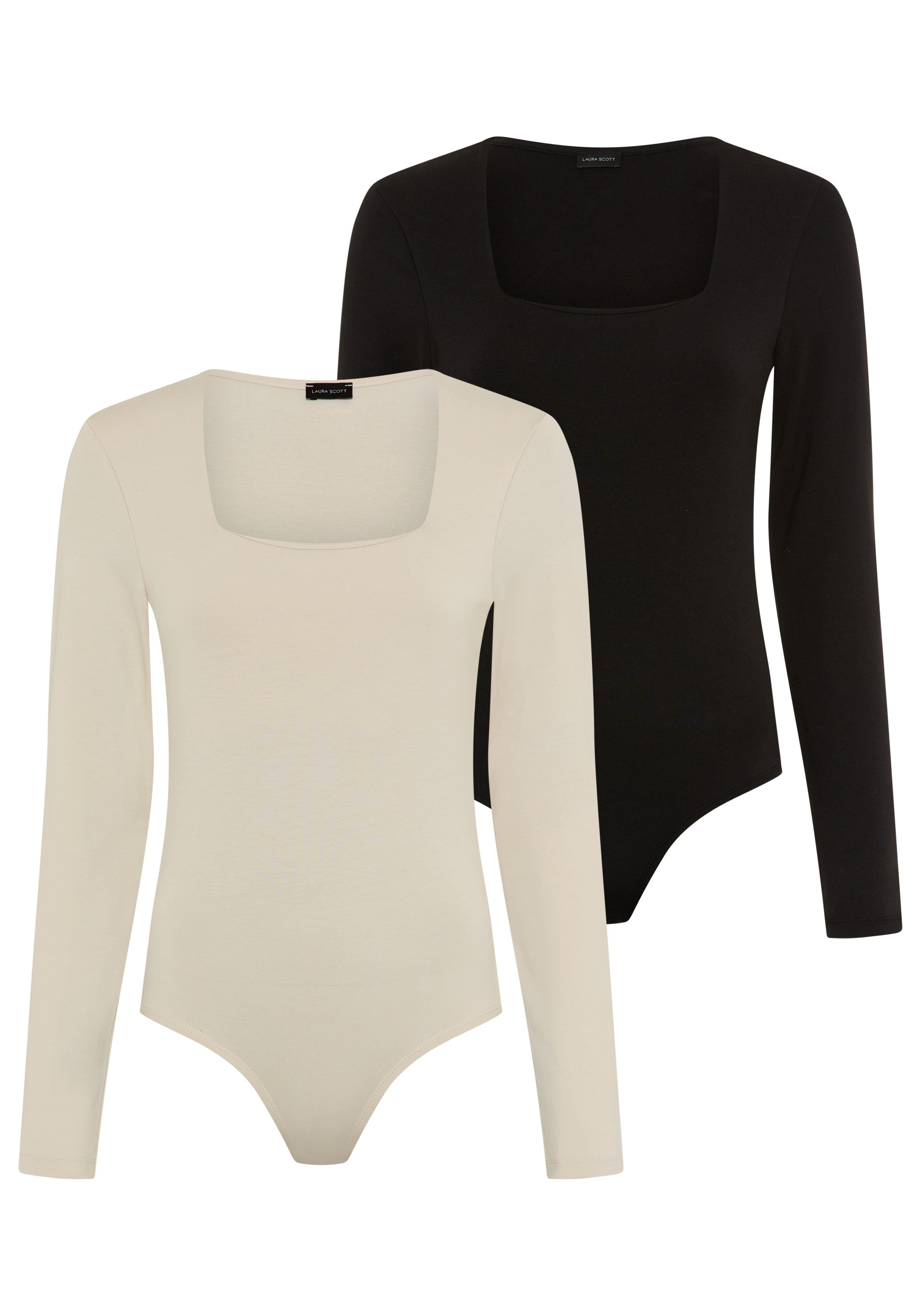 Laura Scott Langarmbody (2er-Pack) mit modischem Karree-Ausschnitt günstig online kaufen