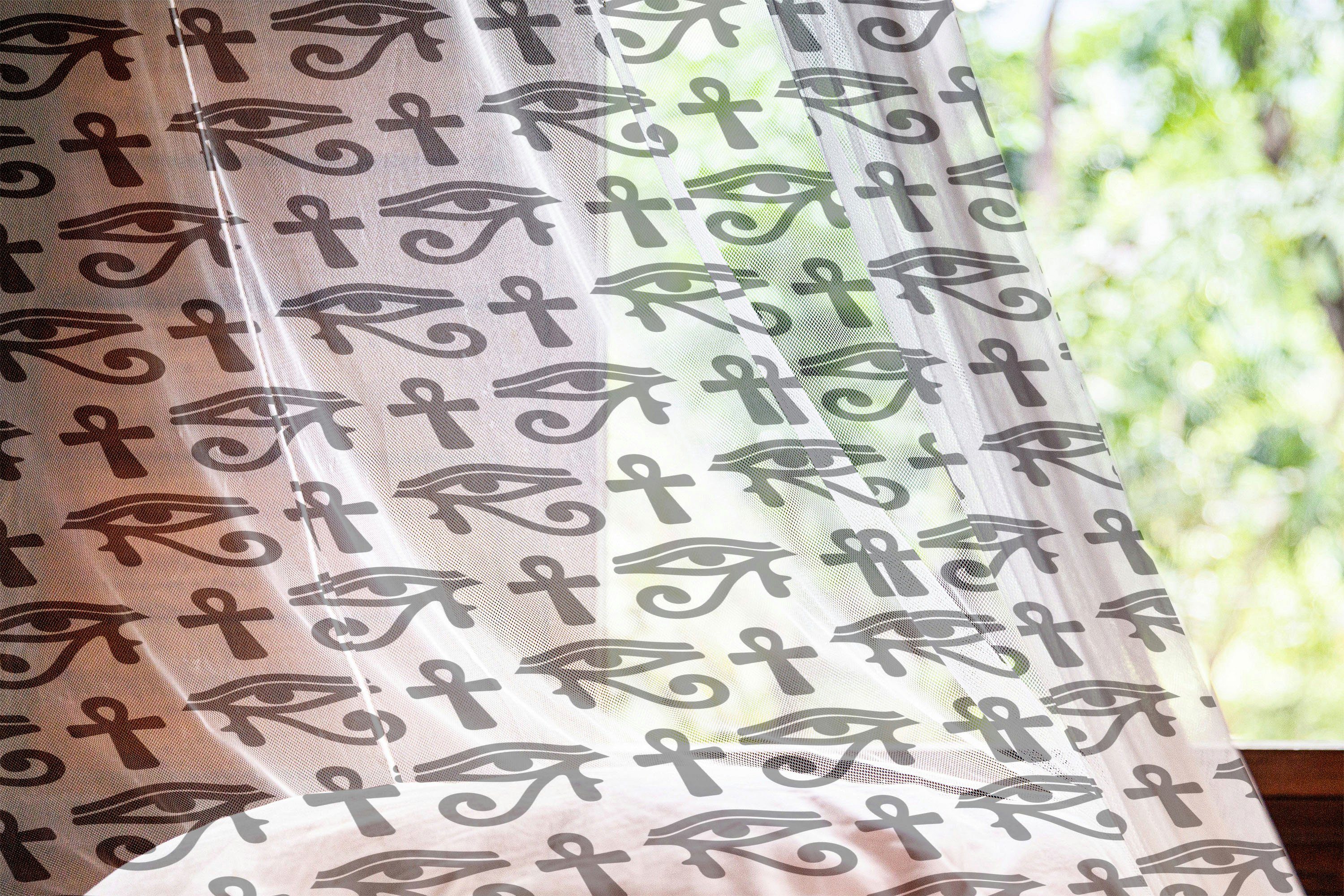2 Abakuhaus, Muster schiere ägyptisch hieroglyphisches Gardine für Party Hochzeit Panels, Drapierung