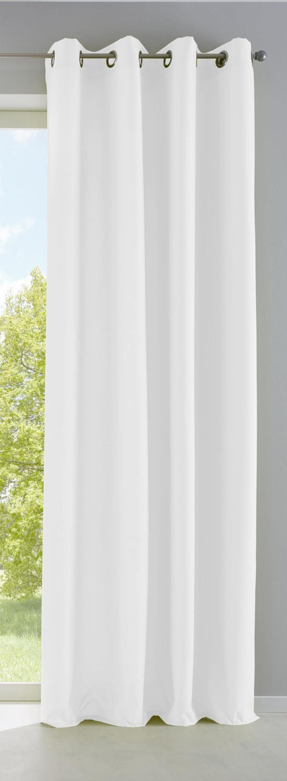 Vorhang, Gardinenbox, Ösen (1 St), blickdicht, Grobfaser, Matt Blickdicht »PALERMO« Ösen Raffhalter 10000265 Weiß