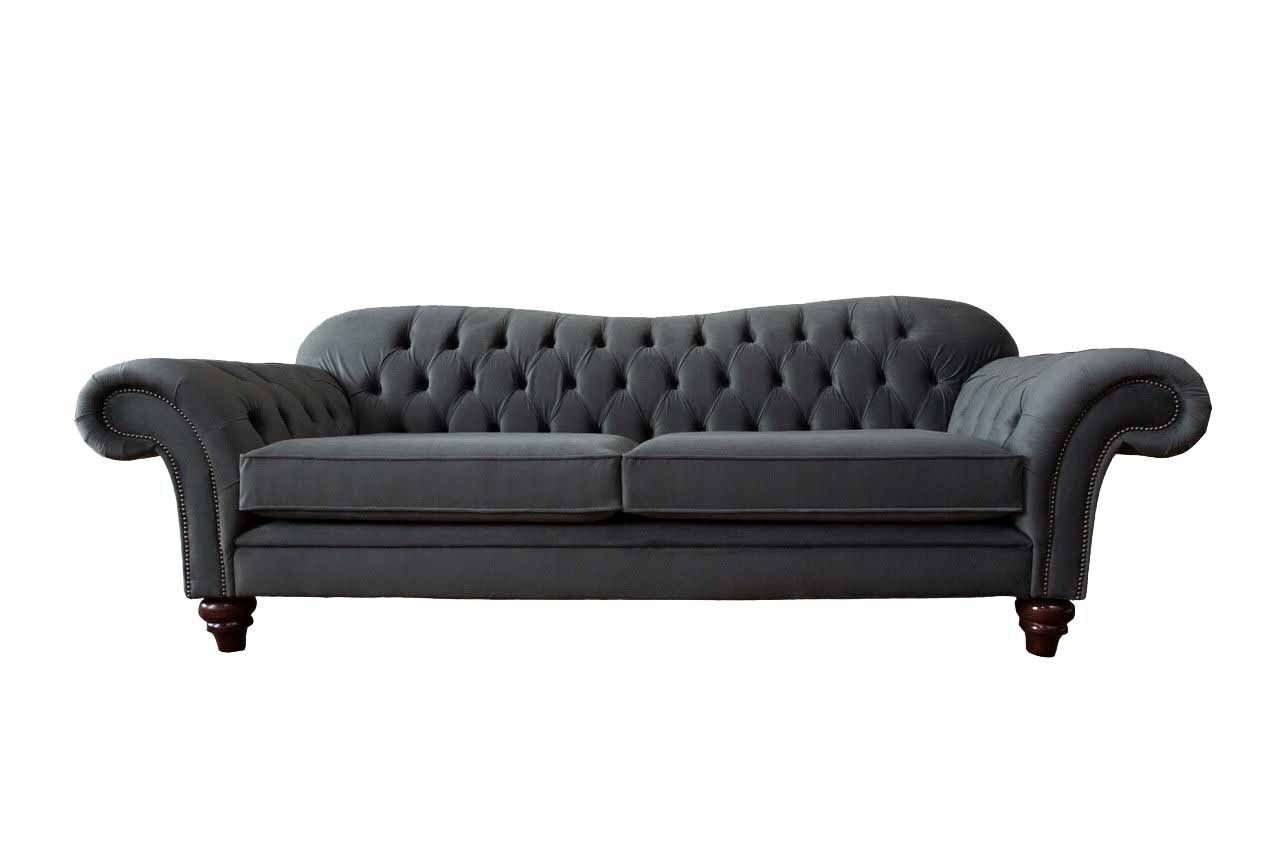 JVmoebel Sofa Schwarzer Chesterfield 3 Sitzer Textil Design Sofa Couch Polster, Made in Europe