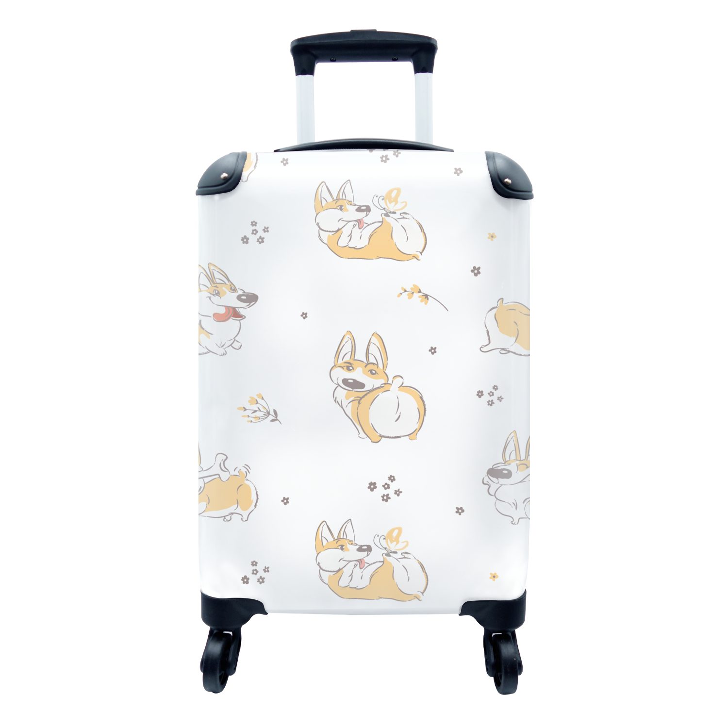 - Mädchen Muster Reisetasche Hund mit - Rollen, Corgi Jungen Handgepäckkoffer rollen, Kinder Handgepäck Ferien, - - 4 - - Reisekoffer Kind, Trolley, MuchoWow für