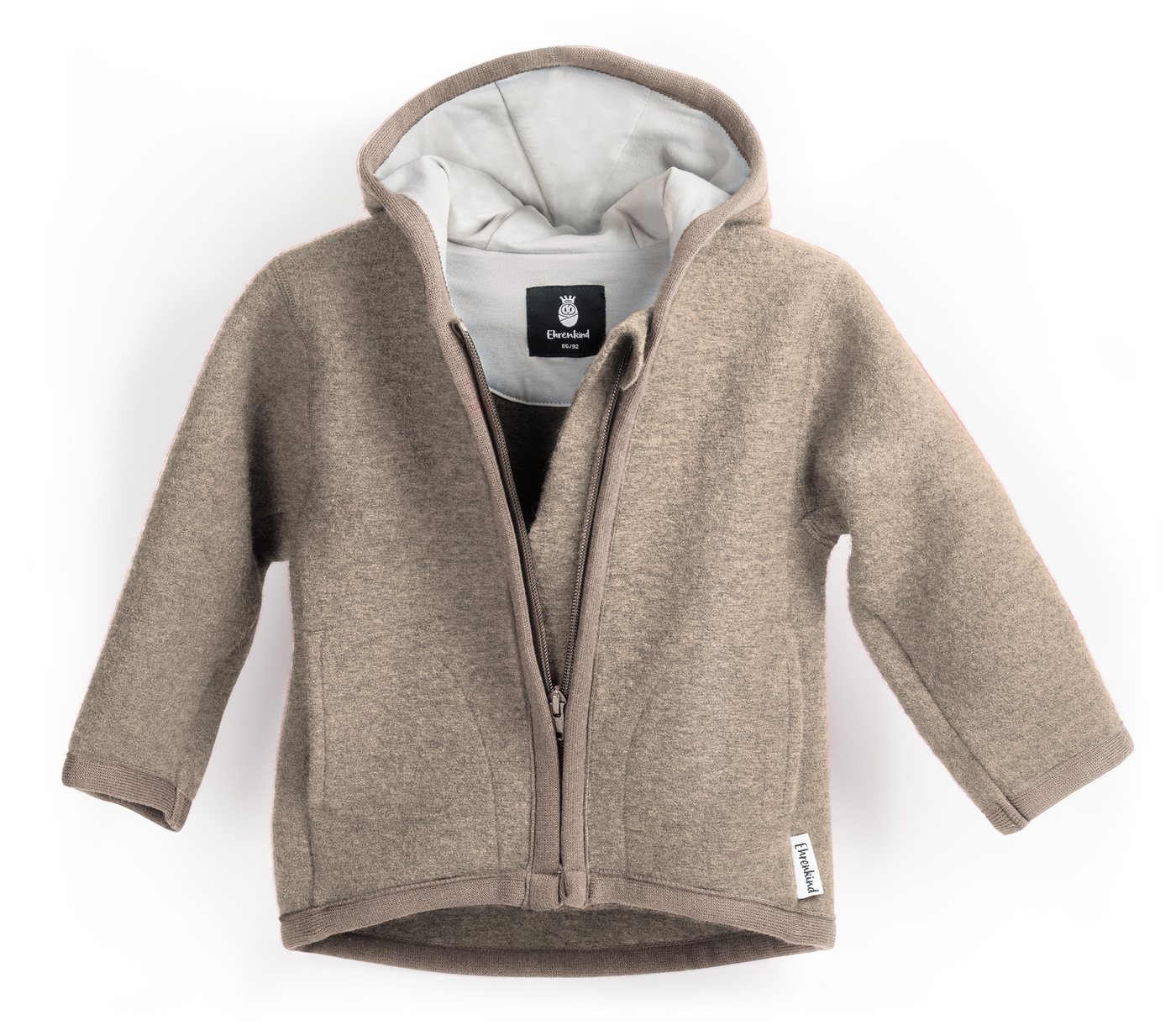 Ehrenkind Walkjacke, Jacke für Kinder aus Merino Schurwolle mit Reißverschluss (aus hochwertiger Walkwolle, atmungsaktiv und temperaturausgleichend) Jacke für Jungen und Mädchen