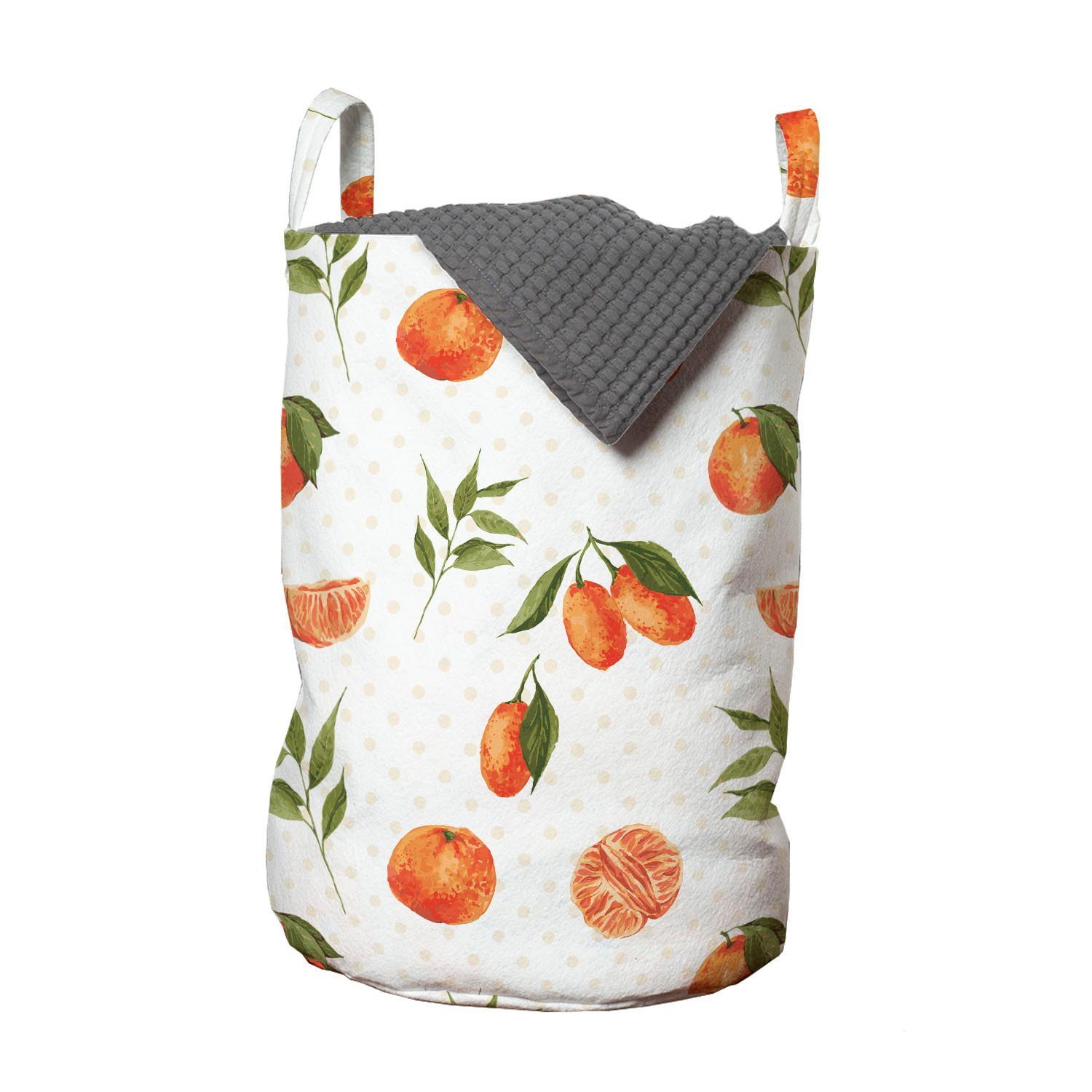 Wäschekorb orange Abakuhaus Wäschesäckchen für Burnt Griffen Waschsalons, mit Kordelzugverschluss Früchte Aquarell