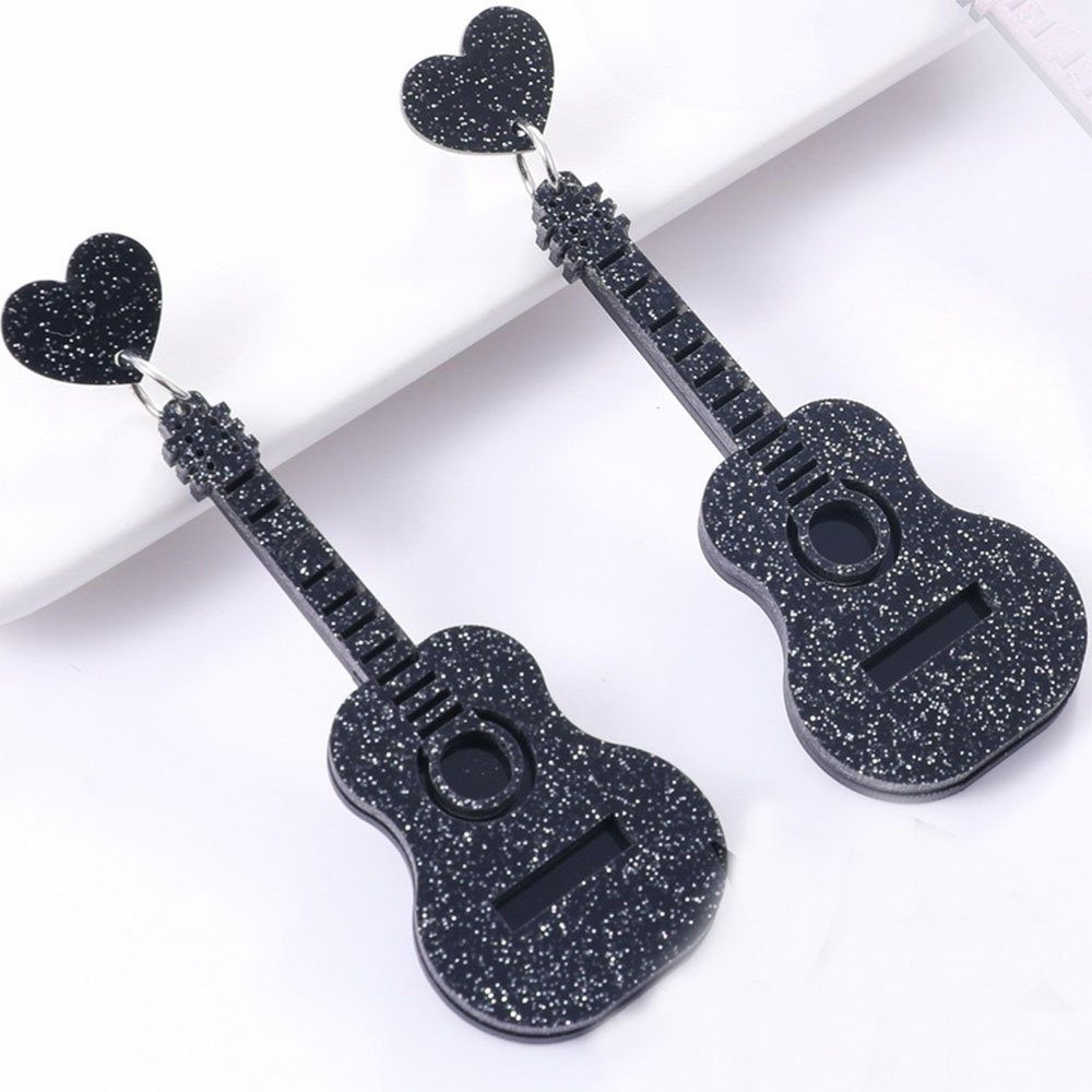 Kreativer Ohrhänger Schwarz AUzzO~ Ohrringe Glitter Paar Gitarre Ohrringe Paar Spaß Damenschmuck