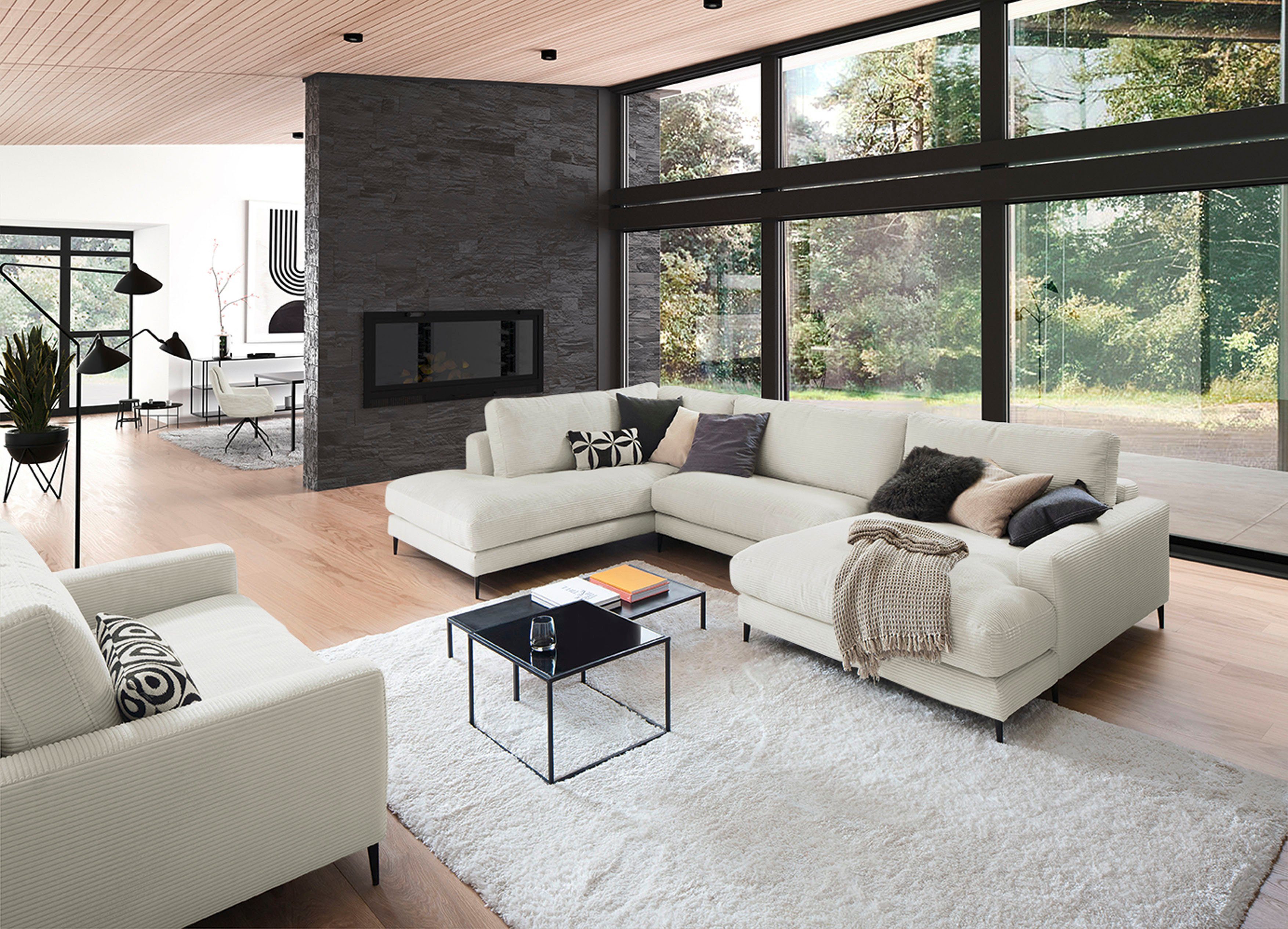 Home affaire Wohnlandschaft Downtown XXL B/T/H: 341/223/84 cm Loungemöbel zum Relaxen, weicher Sitzkomfort, Cord-Bezug, weicher Sitzkomfort U-Form