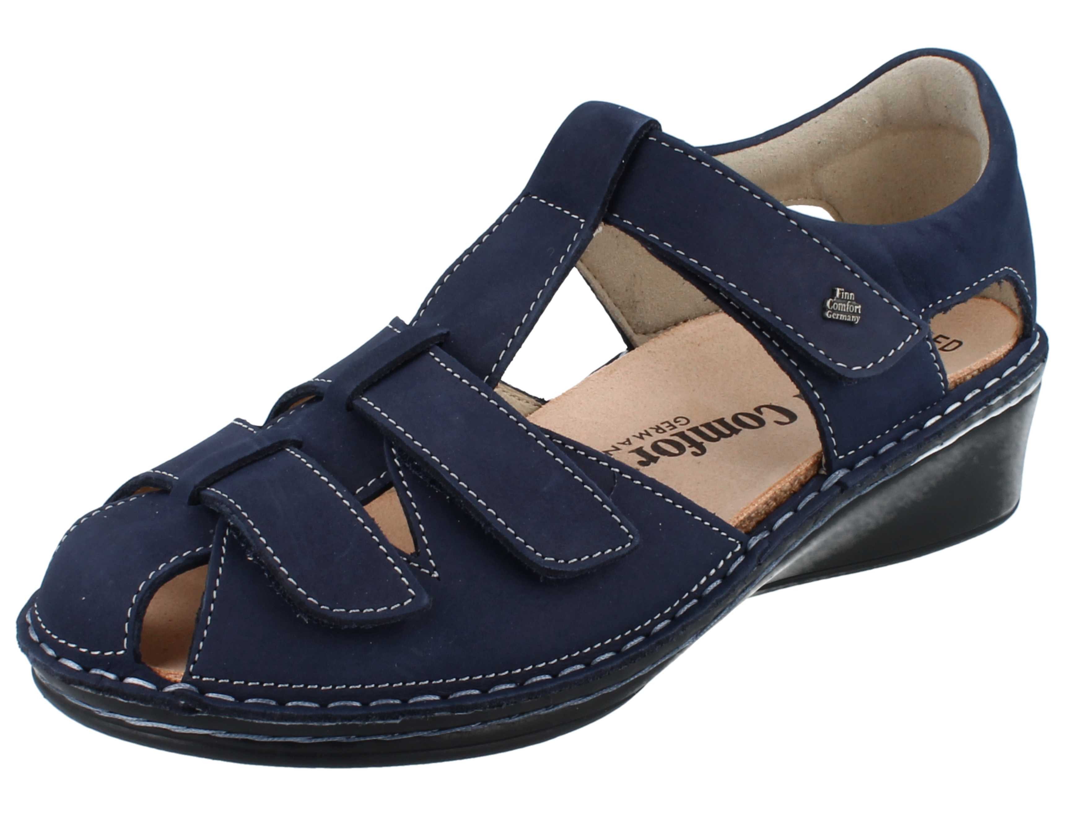 Finn Comfort FINN COMFORT Fünen Damen Sandale dunkelblau Nubukleder - Größe: UK Sandale Wechselfußbett