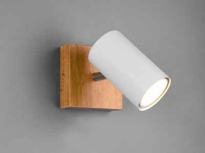 meineWunschleuchte LED Wandstrahler, innen, Holz-Lampe, Spot Metall Weiß matt, einflammig, Lichtspots schwenkbar