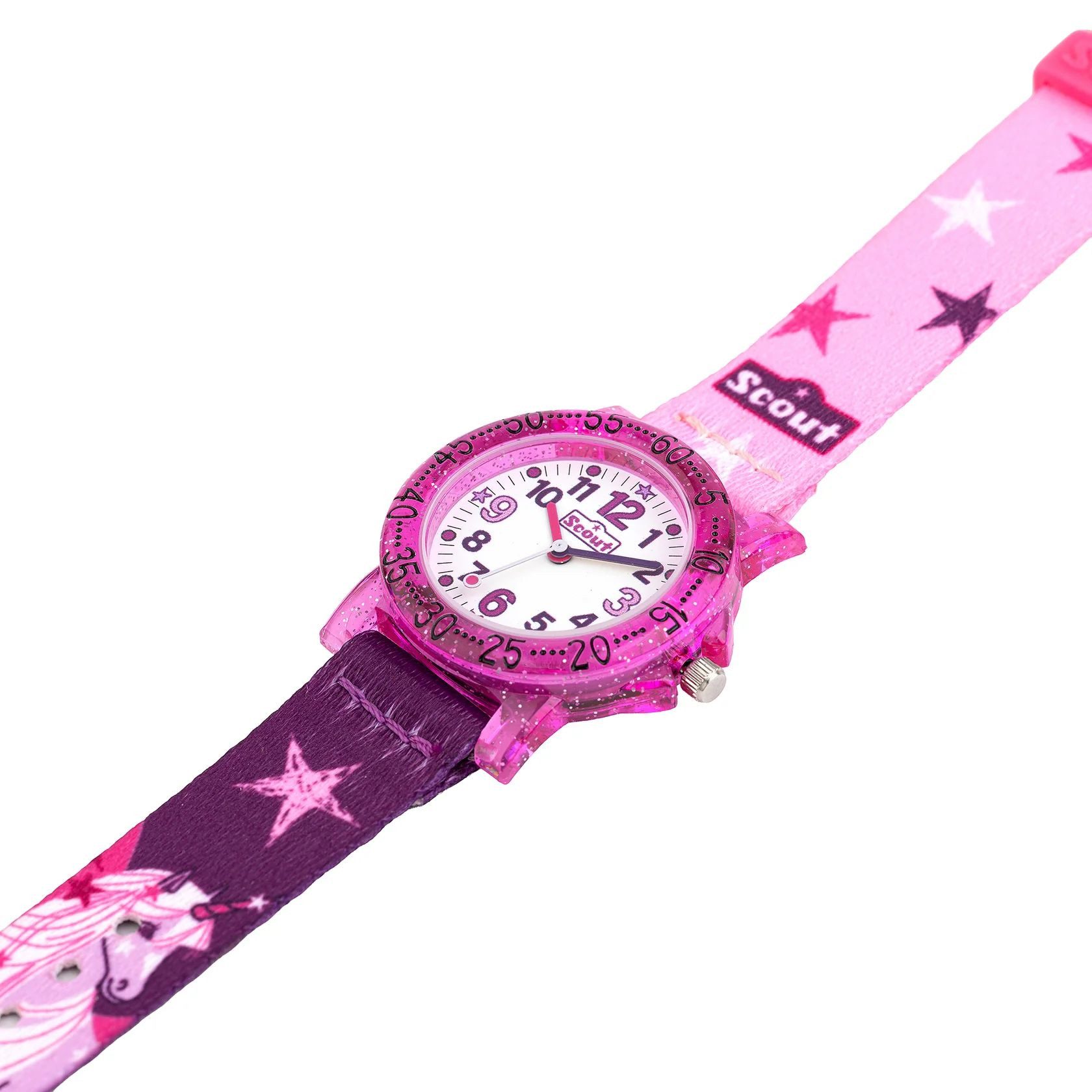 Scout Quarzuhr IT-Collection Kinderuhr 164000029 Einhorn Sterne Textilband 33 mm