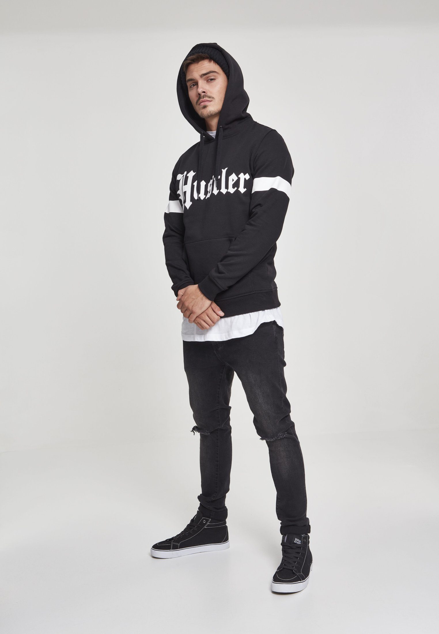 Hustler (1-tlg) Stripe Hoody Merchcode Herren Sweater