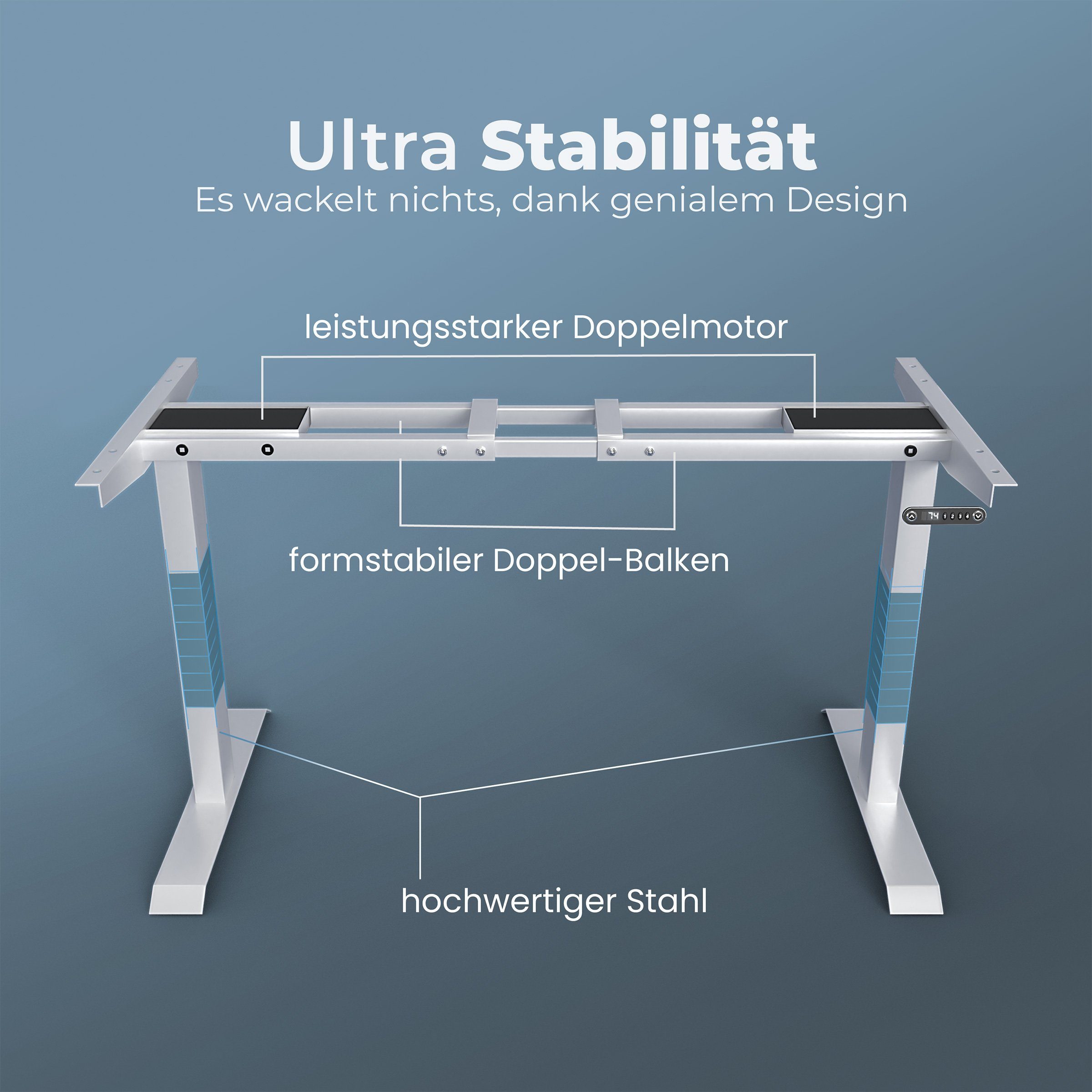 Tischgestell mit Rahmen Holz-Optik Höhenverstellbar Gestell Schreibtisch Bürotisch VESKA Elektrisch Dual Motor Memoryfunktion mit -