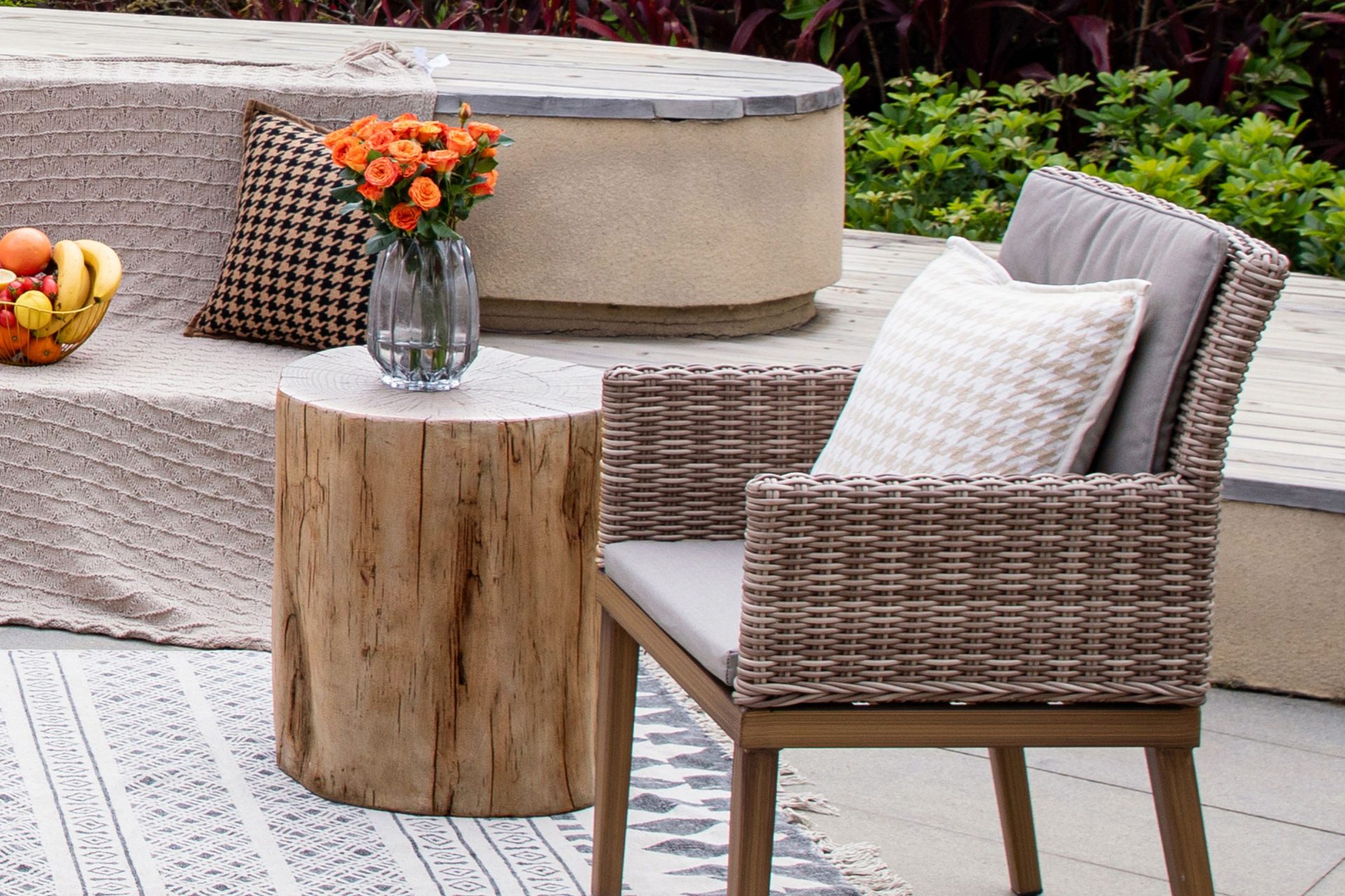 ELEMENTI Gartentisch DAINTREE aus Beton, modern, Outdoor Tisch (1-St., Gartentisch aus Beton), Beton,Rotholz
