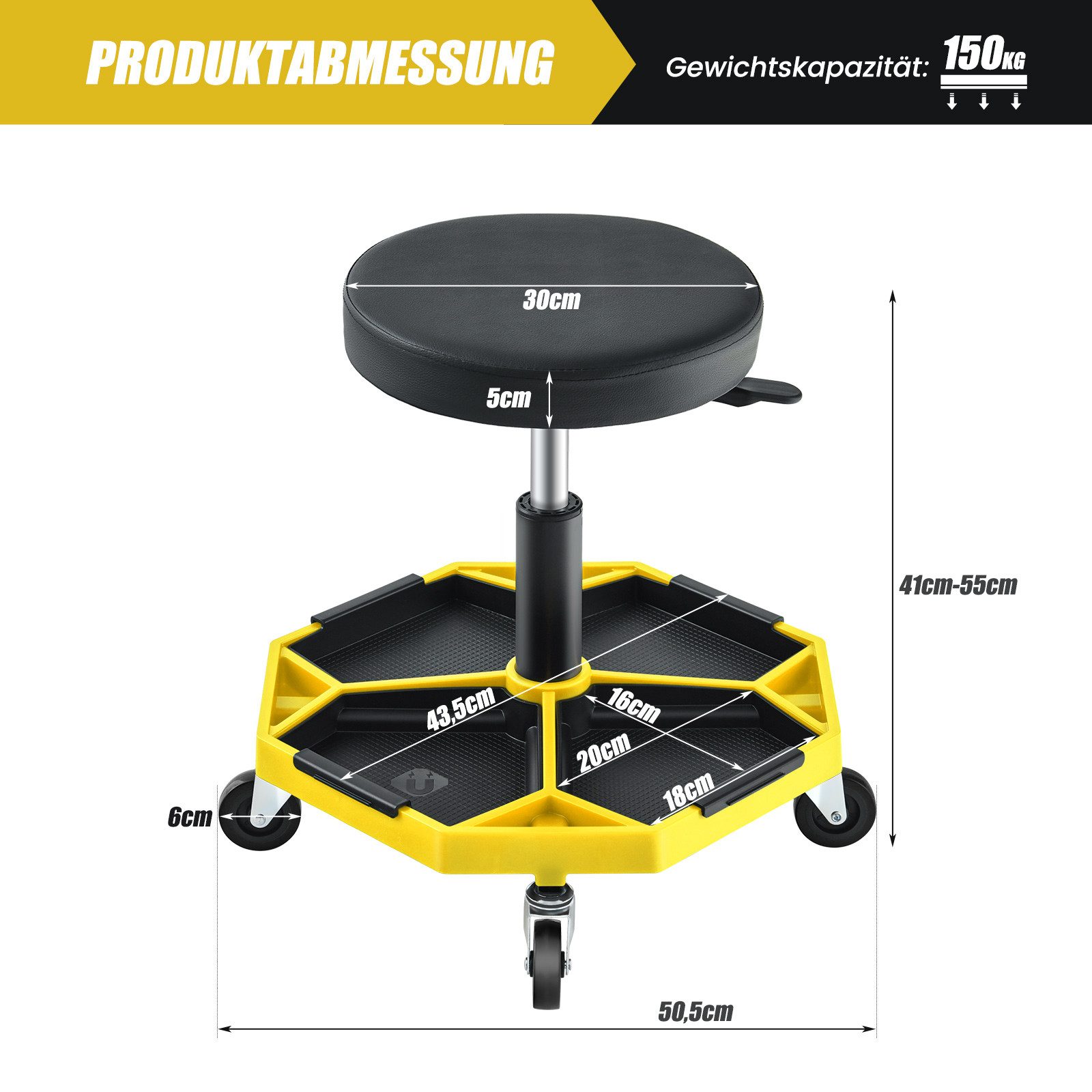 COSTWAY Werkbank, mit Ablage, 150kg belastbar, 41-55cm höhenverstellbar