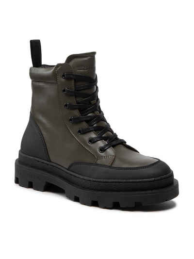 Les Deux Stiefel Tanner Mid-Top Leather Sneaker LDM820022 Olive Night/Black Schnürstiefel