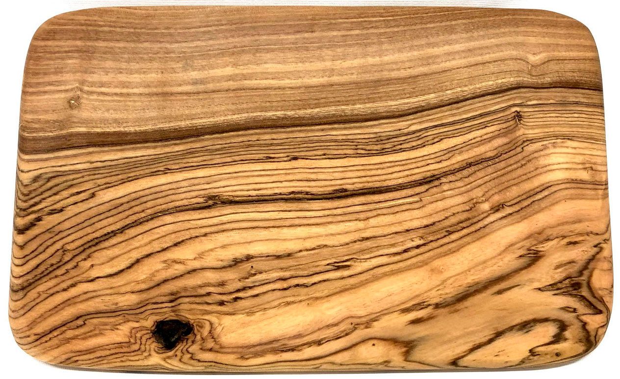 Olivenholz-erleben Frühstücksbrett mit abgerundeten Ecken aus hochwertigem naturbelassenem Olivenholz, Massivholz, (Set, 4-St., 4x Frühstücksbrett runde Kanten) – Bild 5 von 5