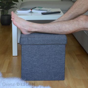 DuneDesign Sitzbank Faltbarer Sitzhocker Fußhocker Polsterhocker 42l (1-St), Sitzwürfel Sitzkasten Box