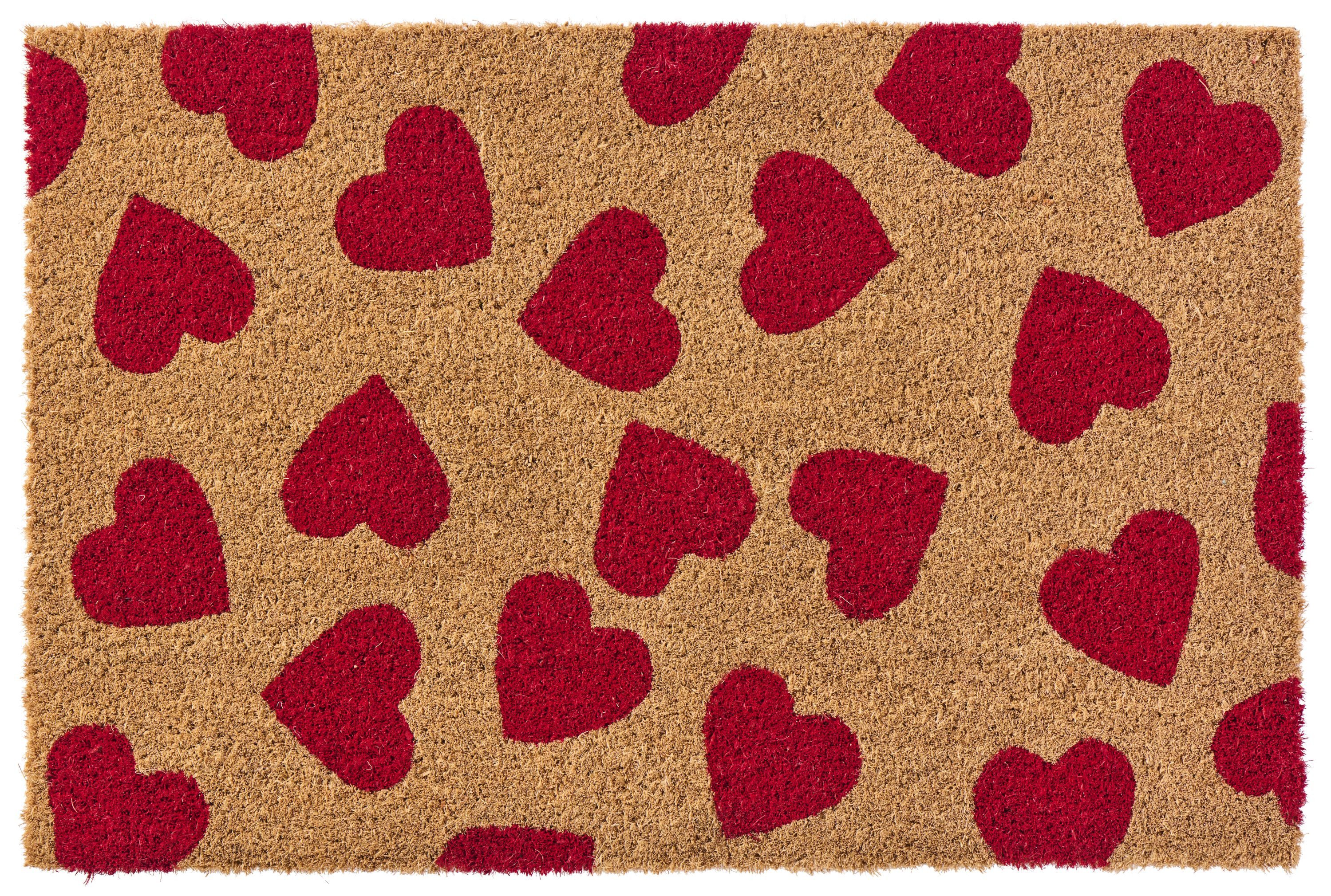 Ib Laursen Fußmatte Ib Laursen - Fußmatte Türmatte Fußabtreter Rote Herzen Kokos PVC