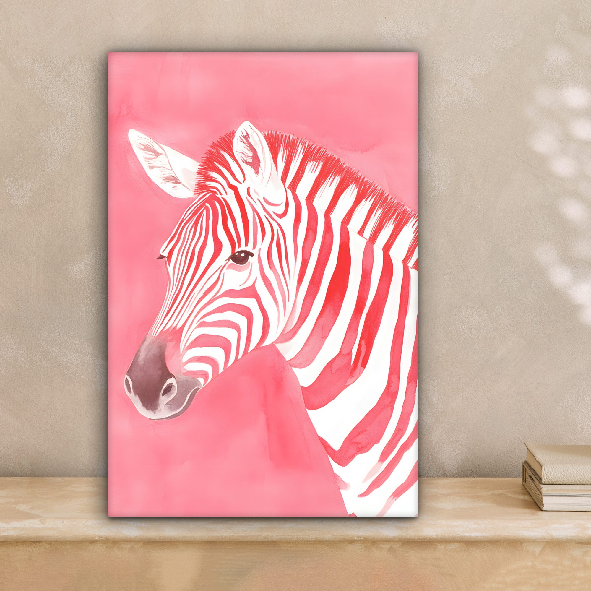 OneMillionCanvasses® Leinwandbild Zebra - Rosa - günstig online kaufen