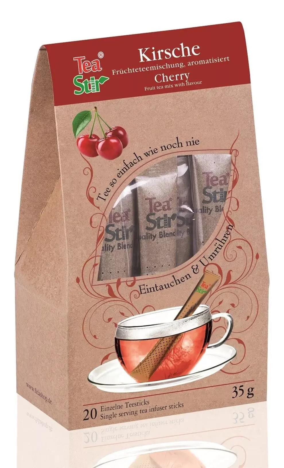 Teeglas Teesticks Natürlicher Tee 20 Sticks Früchte Koffeinfrei Kirsche