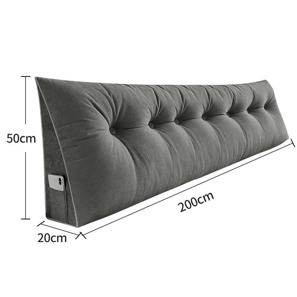 JEOBEST Rückenkissen Dreieckiges Lesekissen, Keilkissen mit Seitenfach, 1-tlg.,200cm breit, Kissen mit abnehmbarem und waschbarem Bezug