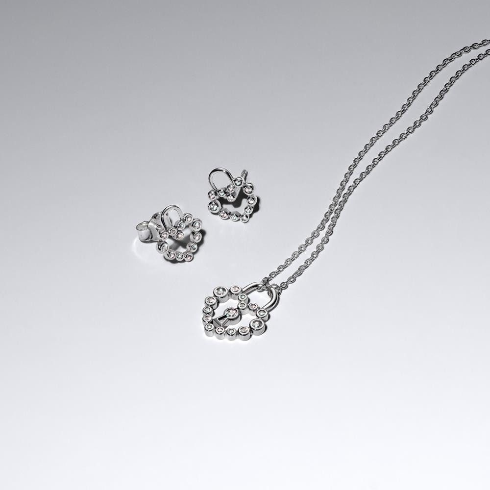 Pandora Kette mit Anhänger Damenkette Herzschloss, 925er Silber, Zirkonia von PANDORA Moments