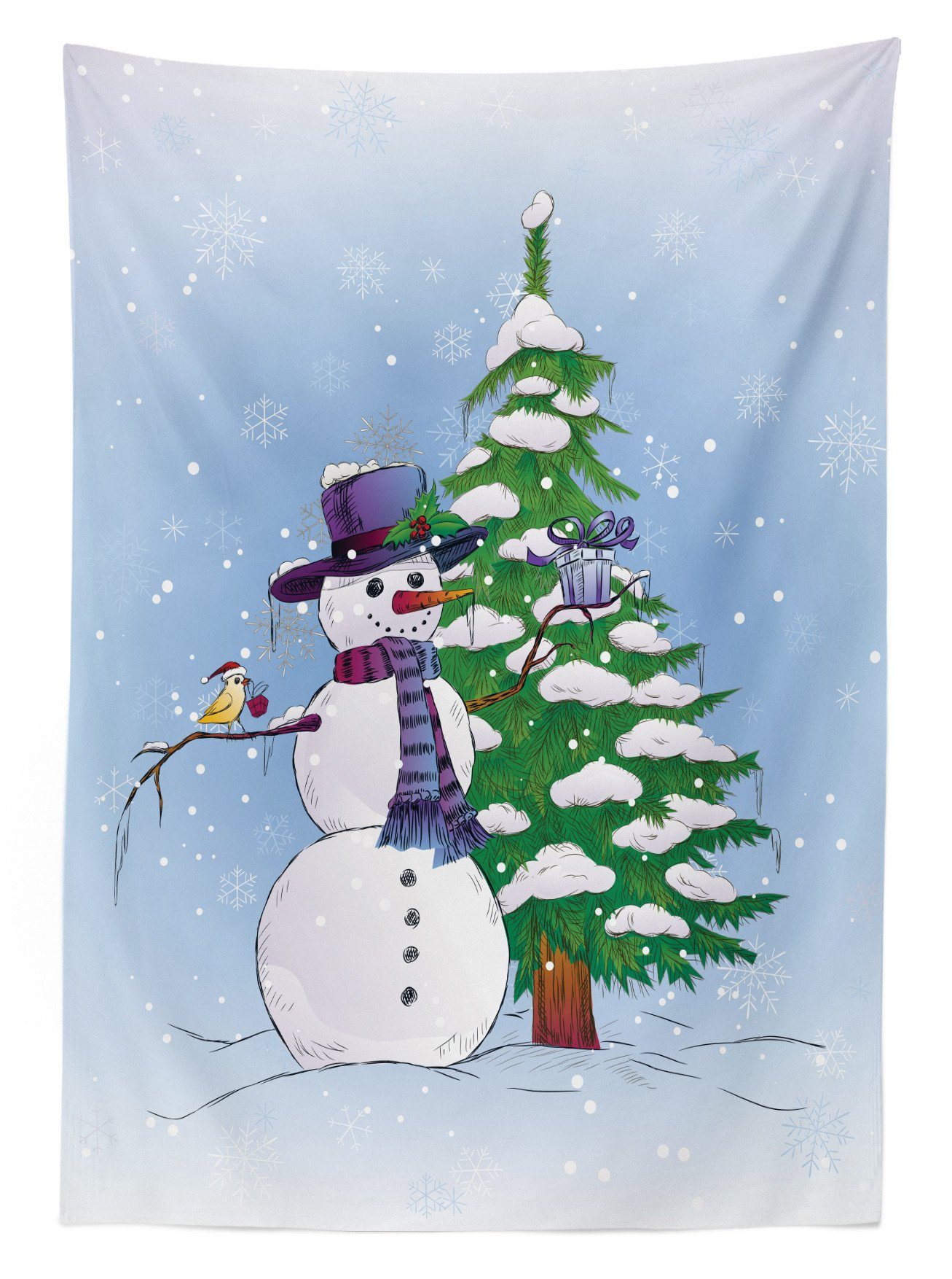 Abakuhaus Tischdecke Farbfest Waschbar Für Weihnachten Schneemann Außen geeignet und Farben, den Klare Bereich Baum