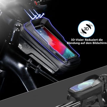 GelldG Fahrradtasche Fahrrad Rahmentasche mit 3D Sonnenblende, wasserdicht Handyhalterung