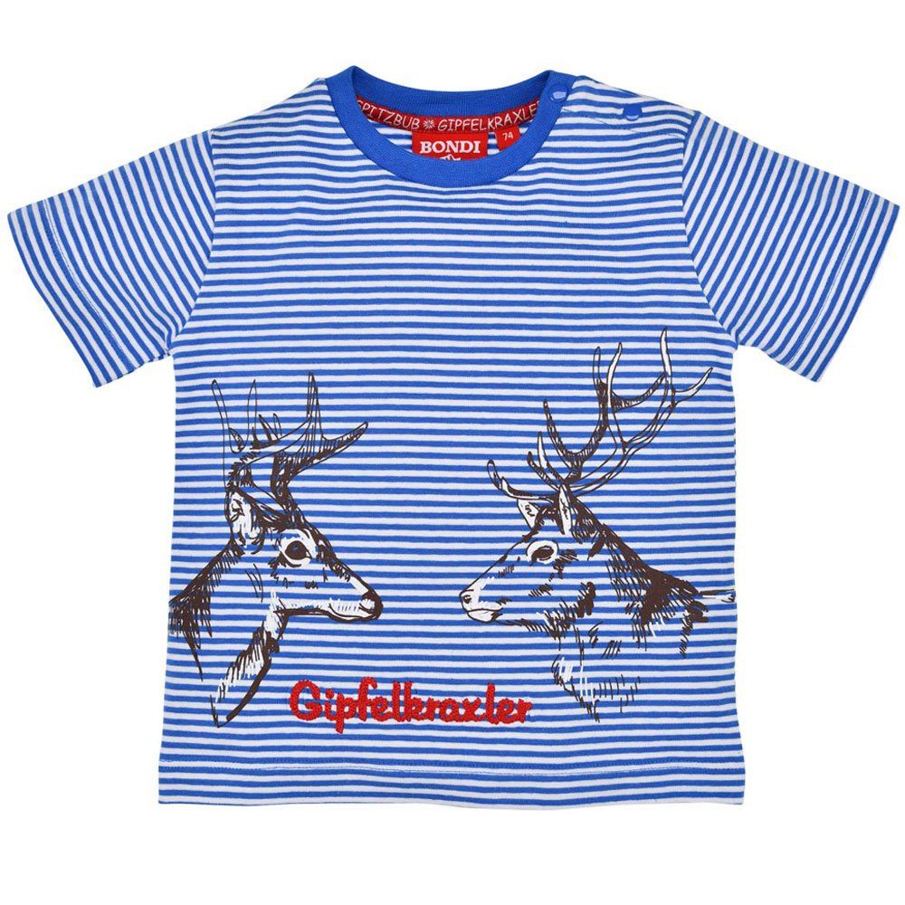 T-Shirt Jungen T-Shirt 'Hirsche' 91522, Blau Weiß Gestrei