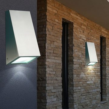 etc-shop Außen-Wandleuchte, Leuchtmittel inklusive, Neutralweiß, 5 Watt LED Edelstahl Wand Leuchte Lampe Außen Lampe Beleuchtung Garten