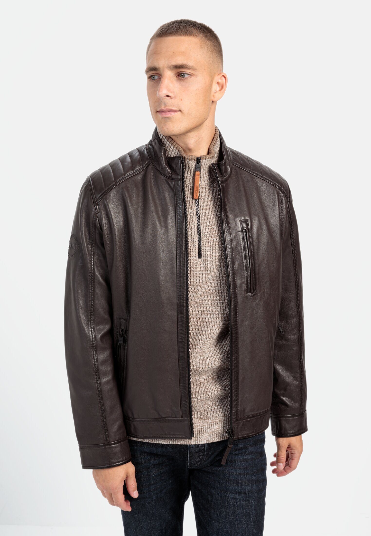 Lederjacke mit Stehkragen
