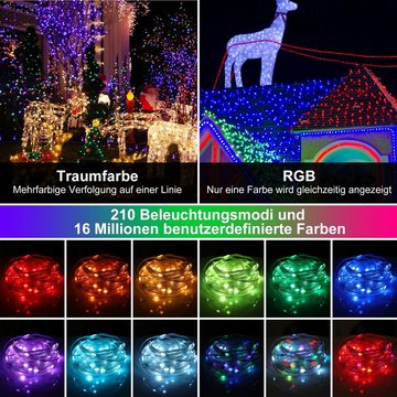 oyajia LED-Lichterkette 10M RGB Lichterkette mit Fernbedienung App-Steuerung Multi-Modi Dekor, Dimmbar mit Fernbedienung, IP44 Wasserdicht