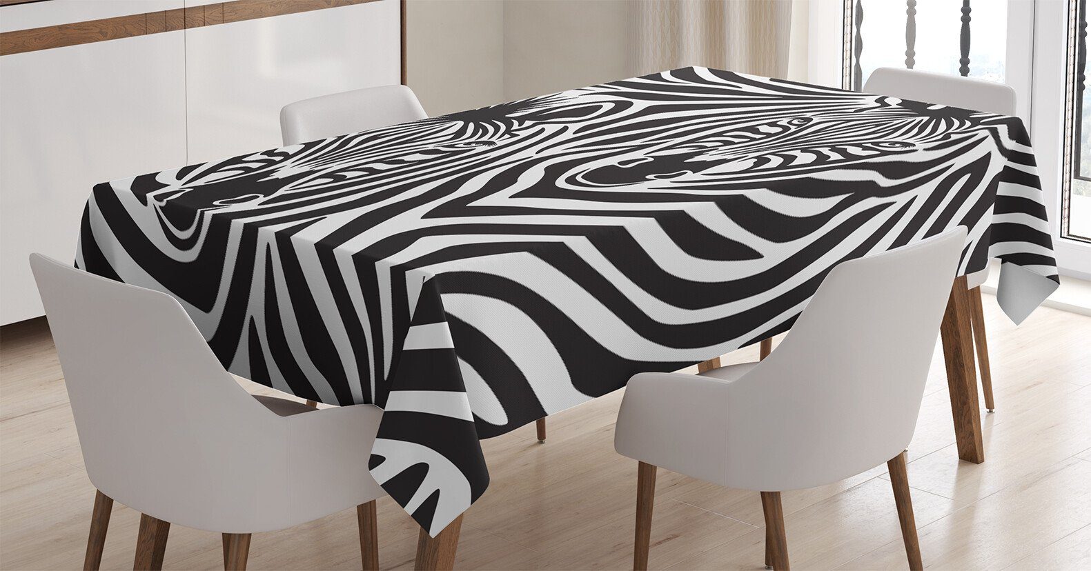 Abakuhaus Tischdecke Farbfest Waschbar Für den Außen Bereich geeignet Klare Farben, Safari Zebras Augen und Gesicht