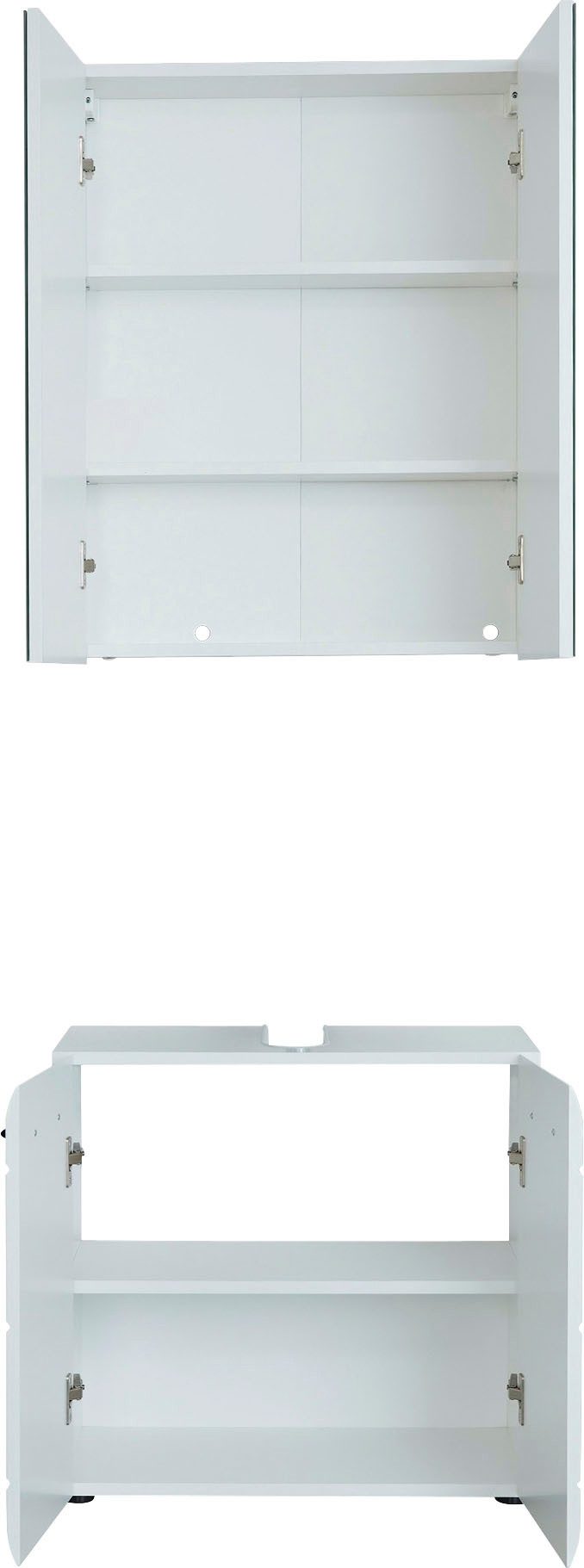 welltime Badmöbel-Set Sovana, (Set, 2-St), Badezimmermöbel Waschtisch und Spiegelschrank mit verstellbaren Böden