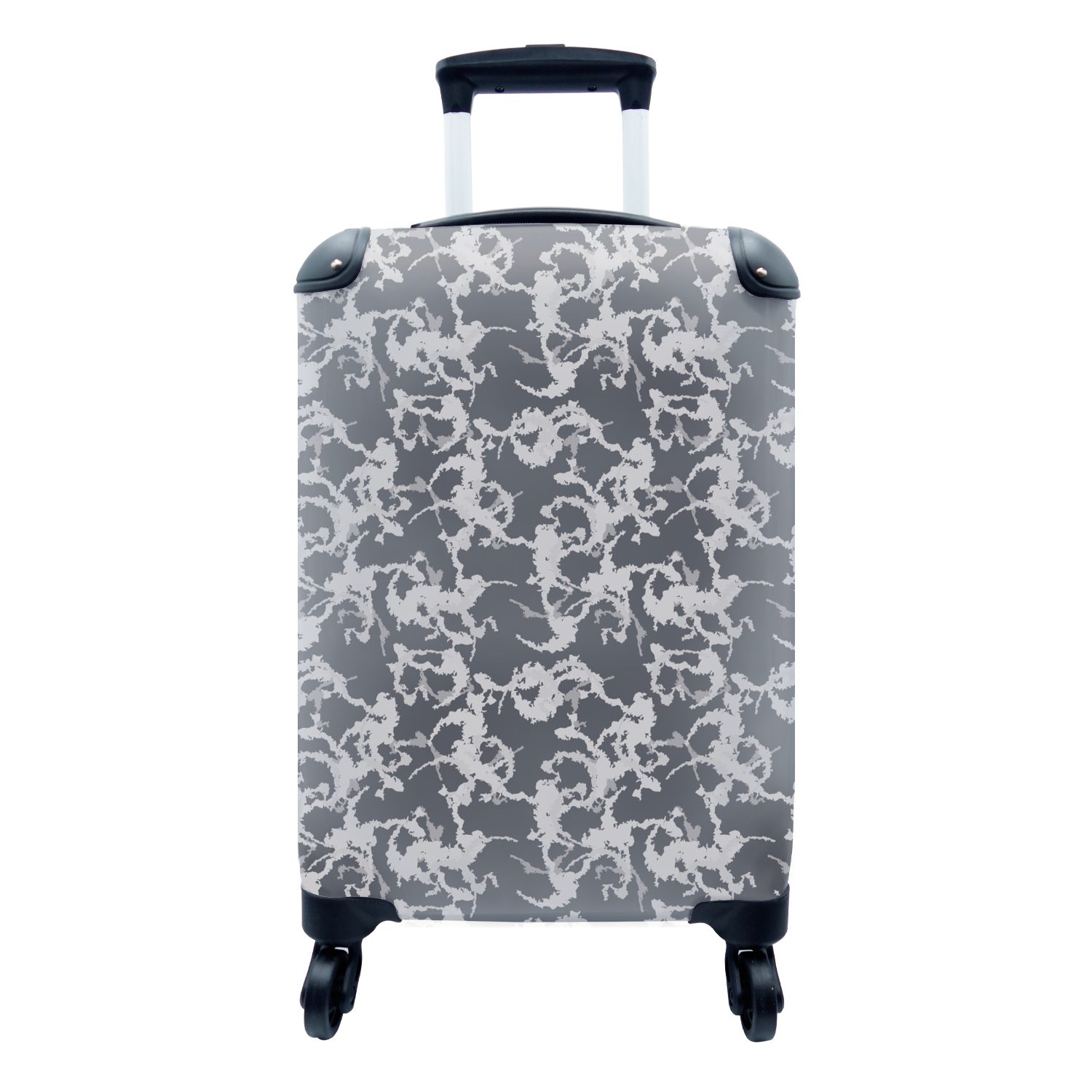 Handgepäckkoffer Camouflage, und Handgepäck Trolley, rollen, Reisekoffer Weiß - für Schwarz - Ferien, Muster Rollen, mit 4 Reisetasche MuchoWow