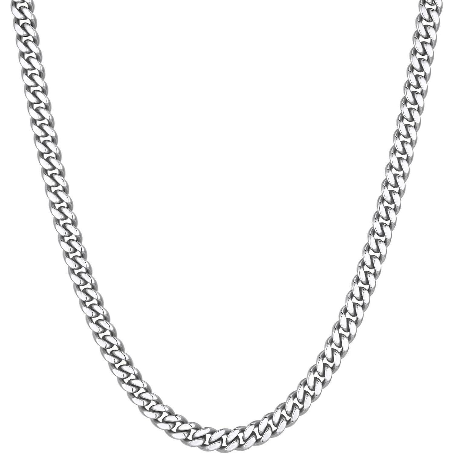 LuxusKollektion Panzerkette Panzerkette Herren Kubanisch Edelstahl Silbrig-6mm 56.0 Zentimeter
