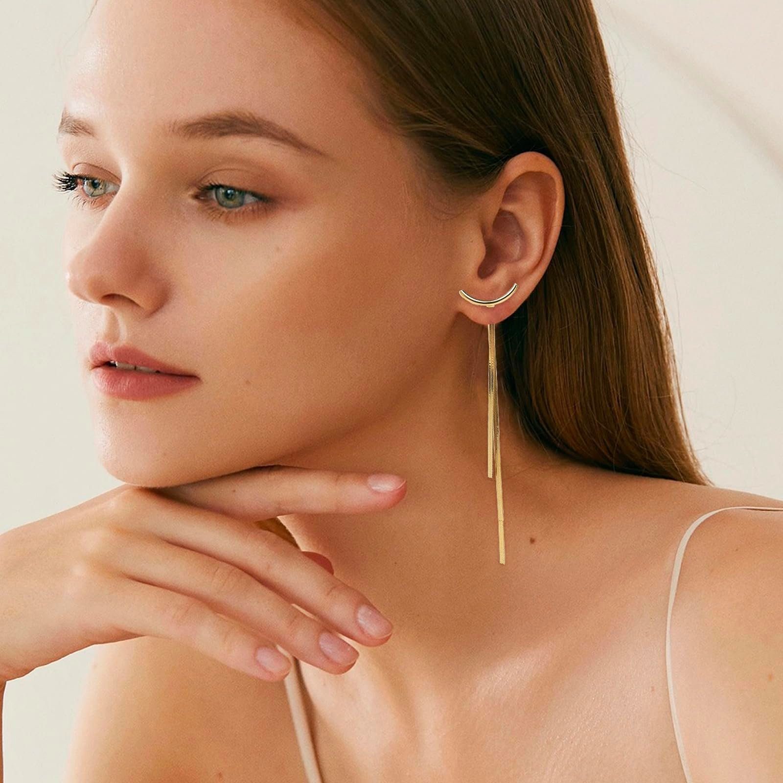 POCHUMIDUU Paar Ohrhänger Hypoallergenic Ohrstecker Earrings (2-tlg., 14K plattiert für Gold Gold Frauen), Ohrringe Chunky für Frauen Hoop Modeschmuck