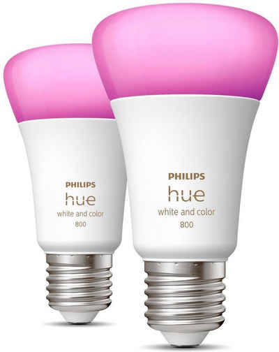 Philips Hue »White & Col. Amb. E27 Doppelpack 2x570lm 60W!« LED-Leuchtmittel, E27, 2 St., Warmweiß, Farbwechsler