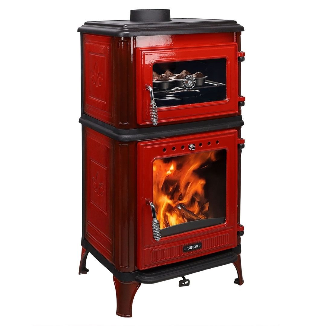 365 Kaminofen 365® Ferrox 55 Back rot emailliert 7 kW Gusseisen A+, 7 kW