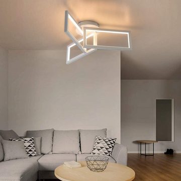 ZMH LED Deckenleuchte Weiß aus Metall Modern Design für Wohnzimmer Esszimmer, LED fest integriert, dimmbar, mit Fernbedienung
