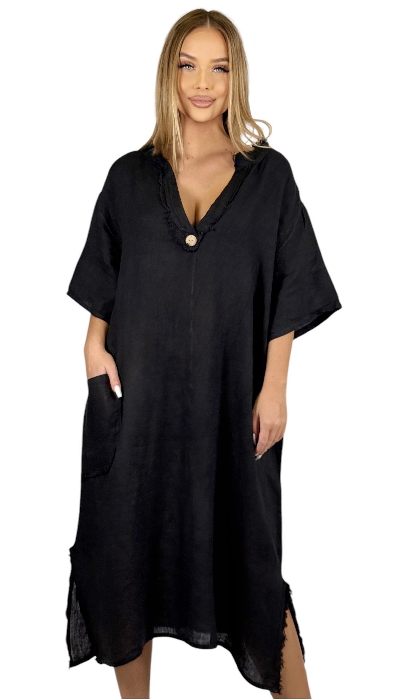 Mississhop Sommerkleid Dame Kleid Sommerkleid 100% Leinen M.3093 Gr.36-40