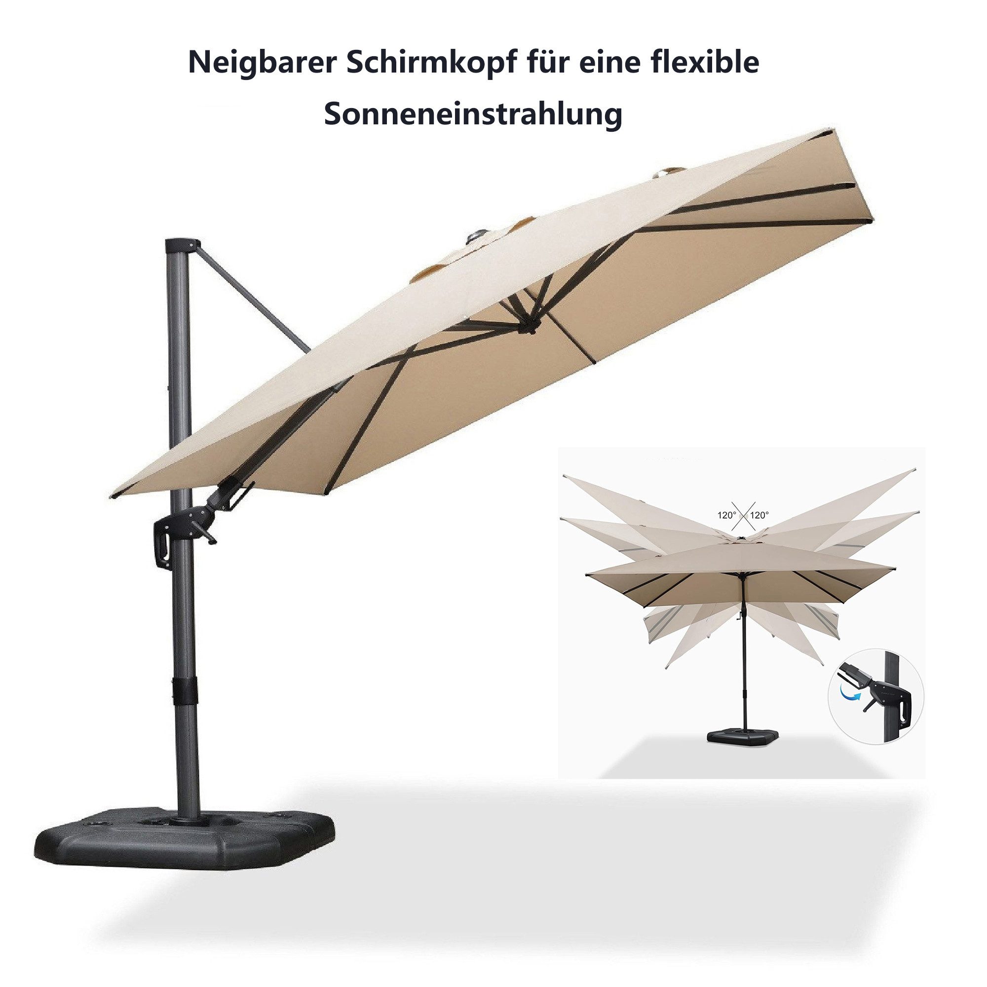 PURPLE LEAF Ampelschirm Quadratischer Terrassenschirm, Seitlich günstig online kaufen