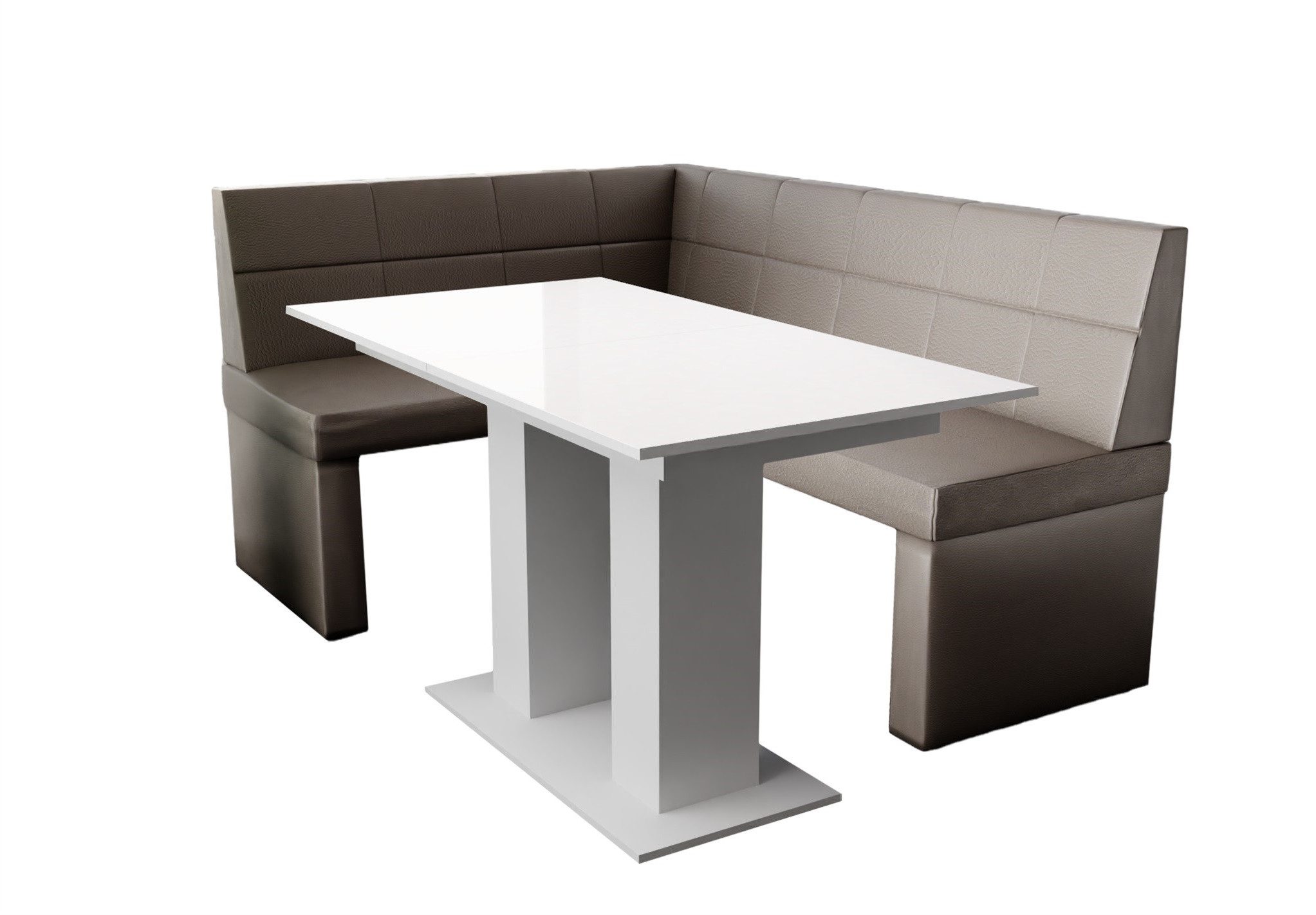 Fun Möbel Eckbankgruppe Eckbankgruppe „BLAKE XL“ Größe 196x142cm mit Tisch Weiß Hochglanz, ausziehbarer Tisch
