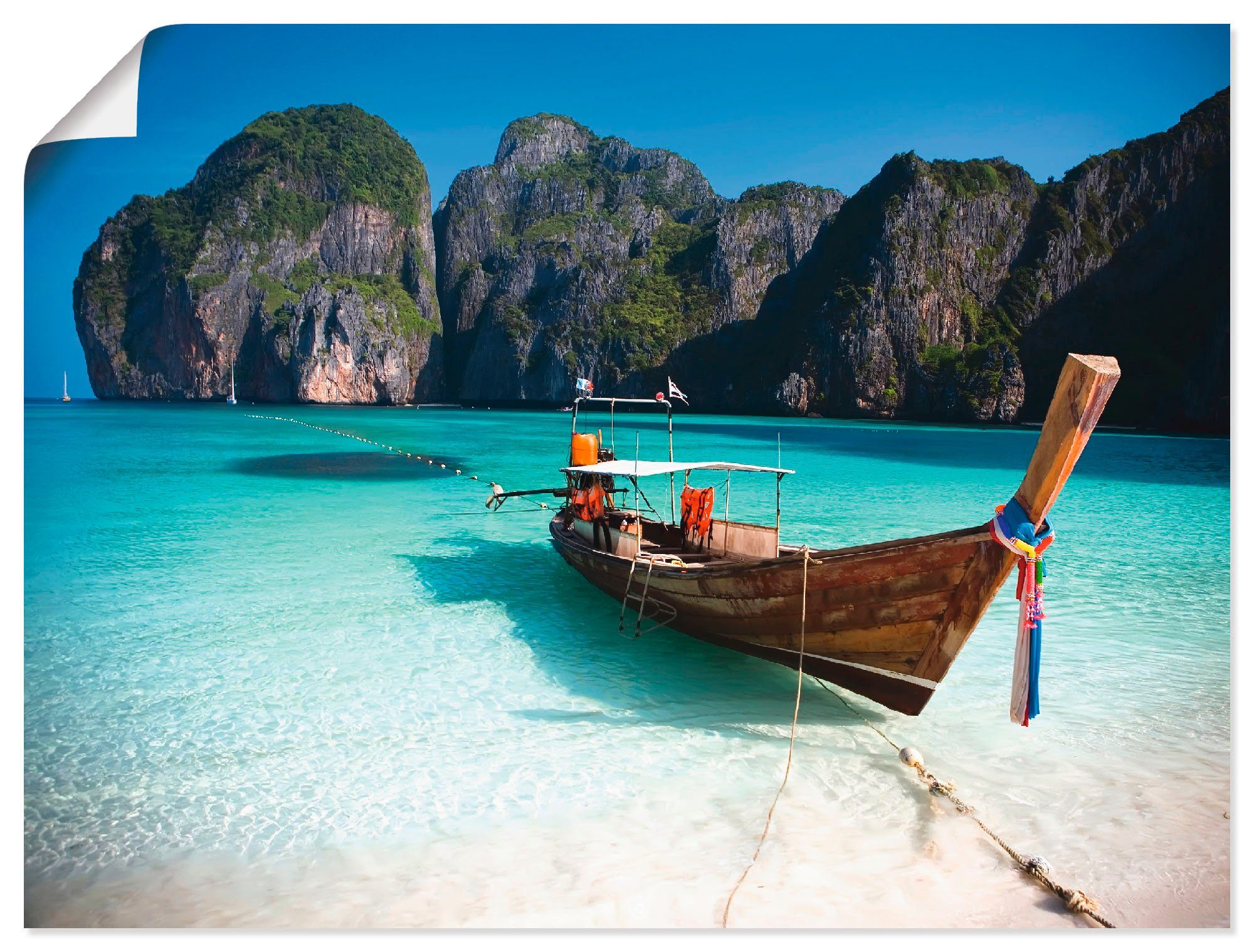 Artland Poster Maya Bay, Koh Phi Phi Leh, Thailand, Boote & Schiffe (1 St), ohne Rahmen