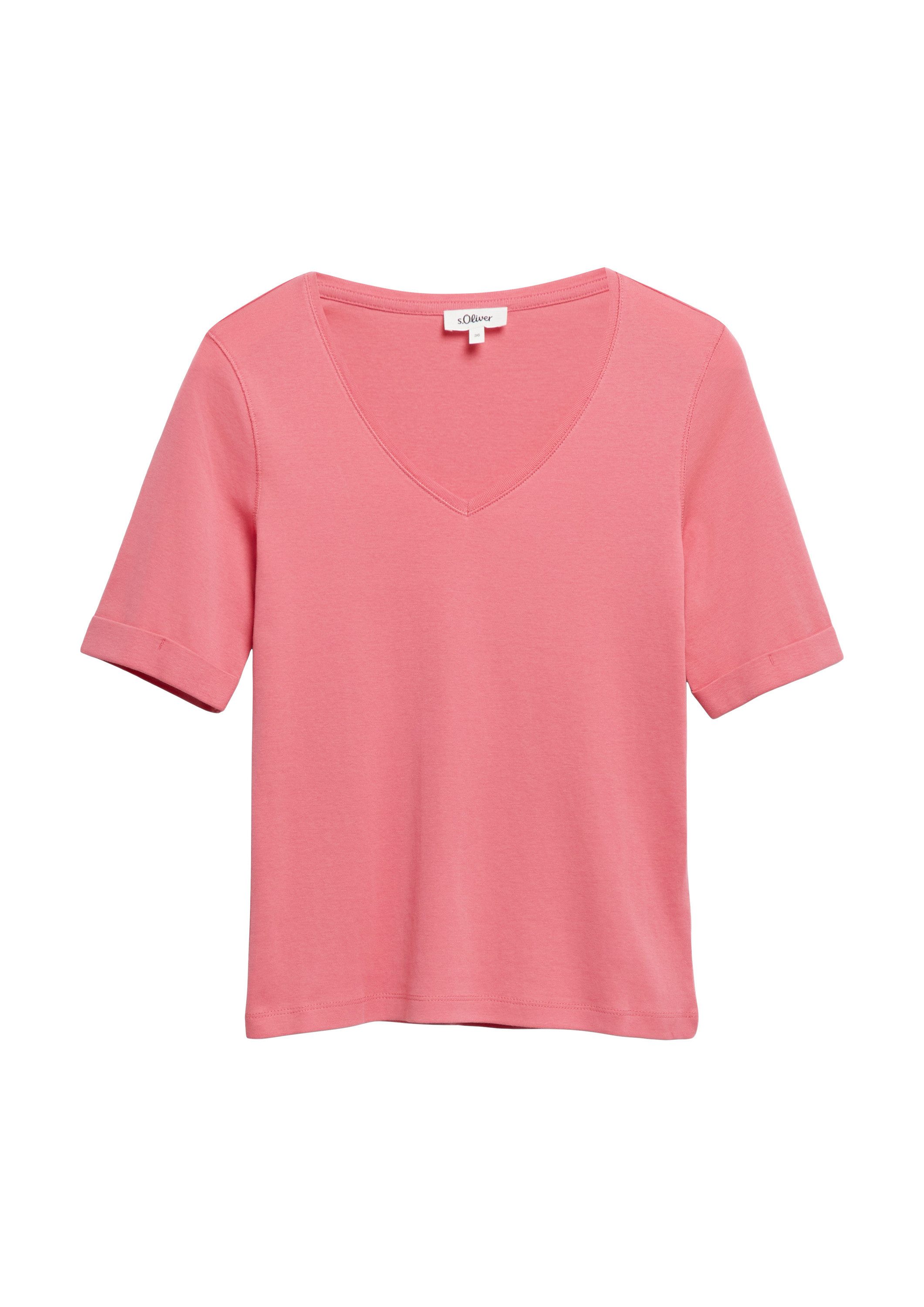 s.Oliver Kurzarmshirt T-Shirt Elastisches T-Shirt im Slim Fit
