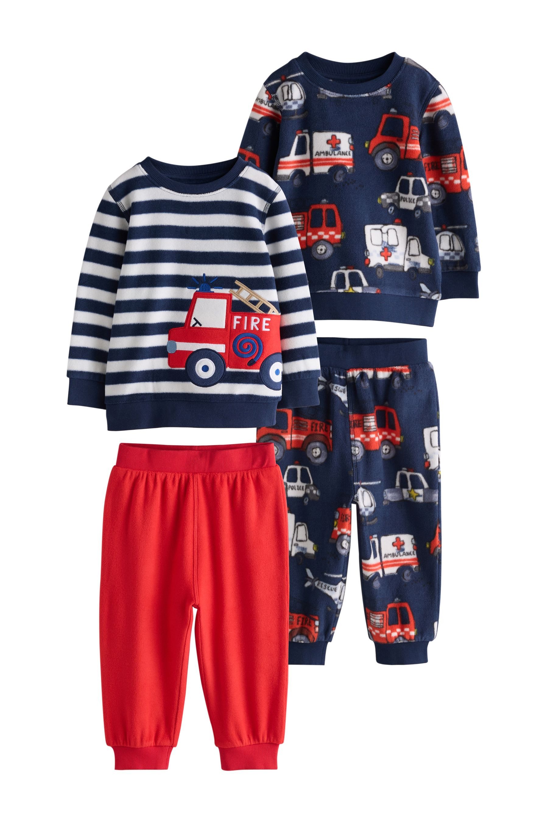 Next Pyjama Kuschelige Fleece-Schlafanzüge im 2er-Pack (4 tlg)