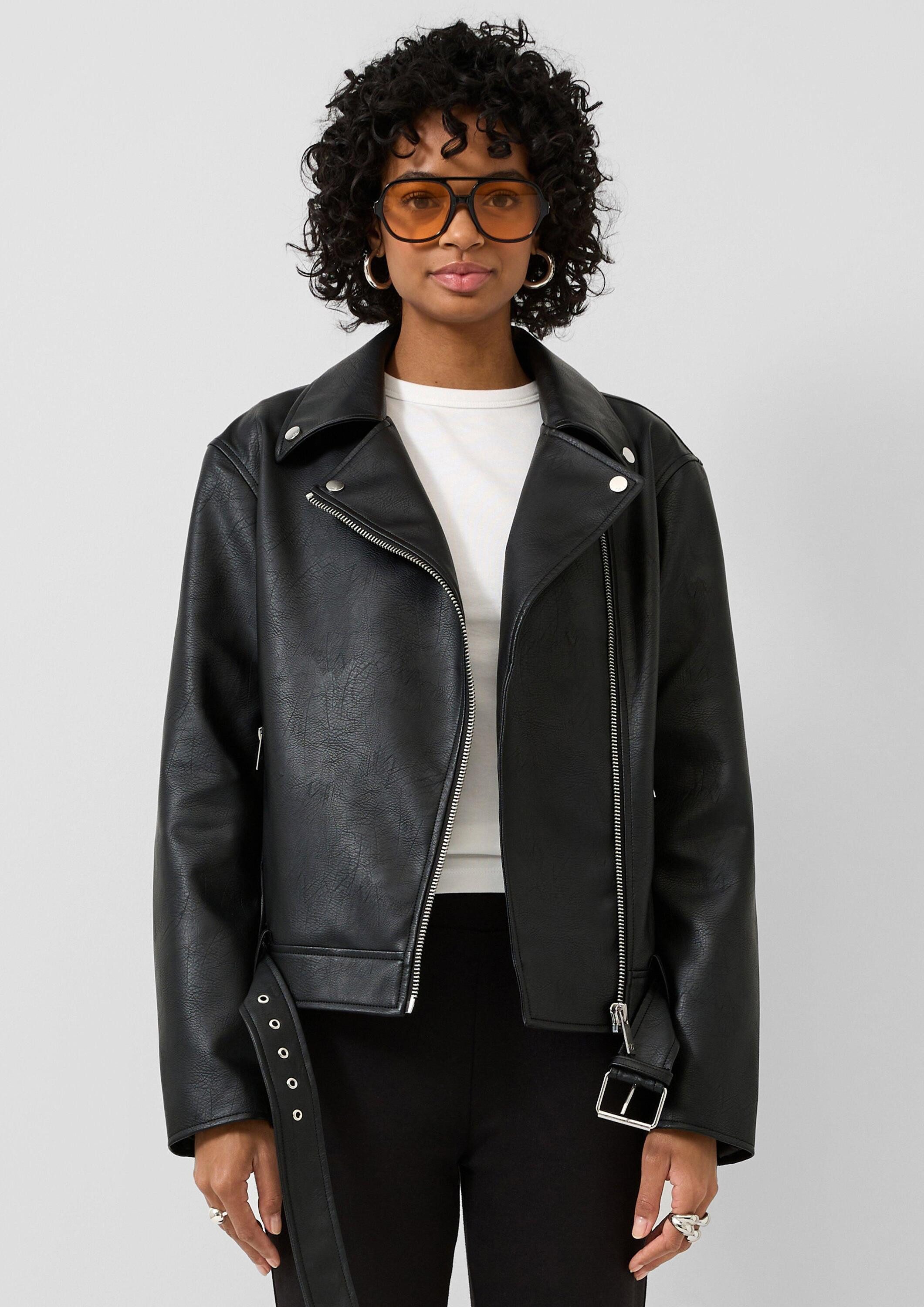 QS Funktionsjacke Outdoor-Jacke Bikerjacke in Lederoptik