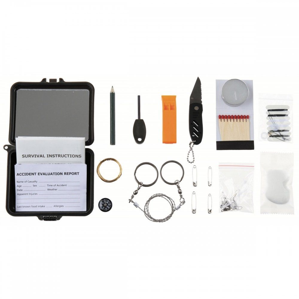 MFH Multitool Combat Überlebensset, wasserdichte Box, (Set)