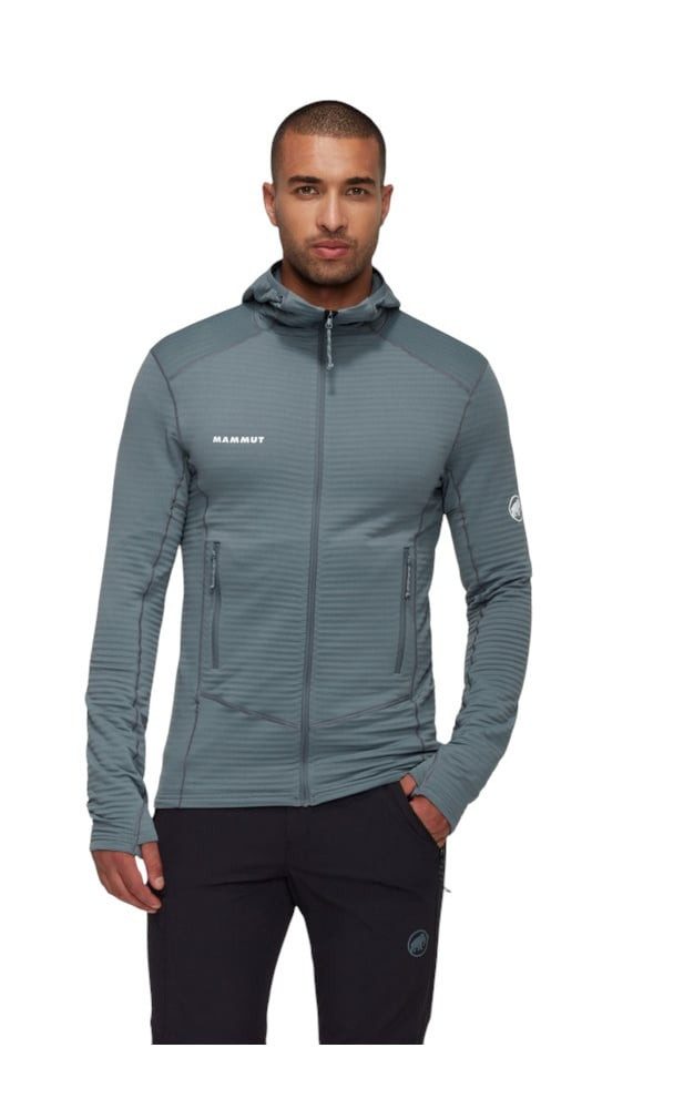 Mammut Fleecejacke Taiss Light ML Hooded (Midlayer, 4-Wege Stretch) grau Herren