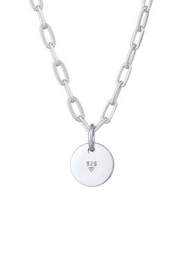 Elli Kette mit Anhänger Plättchen Coin Gliederkette Trend 925 Silber