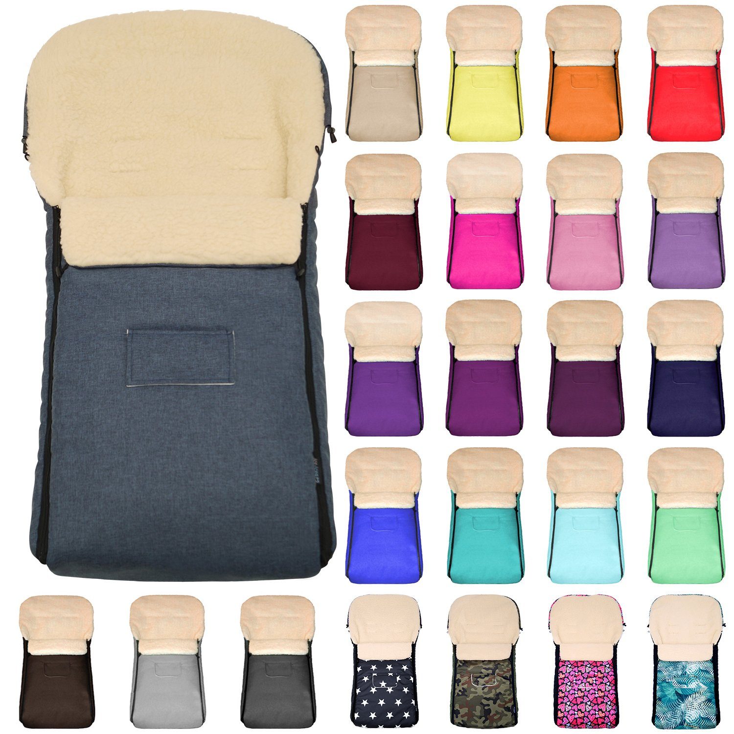 Baby-Joy Fußsack KAI XXL 120 cm Fußsack Lammwolle Winterfußsack Übergroß Lang